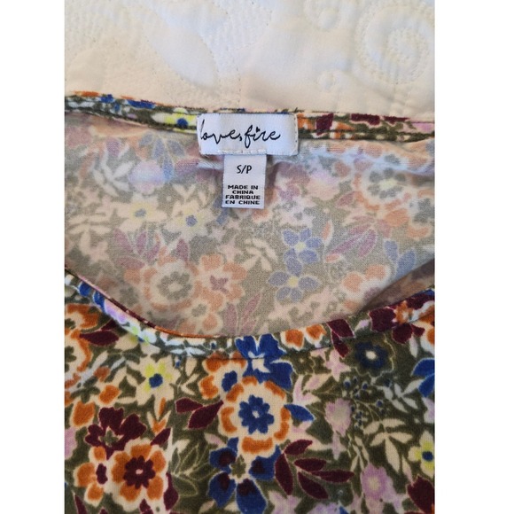 Love Fire Floral Print Long Sleeve Dress Casual Multicolor S/P - Picture 2 of 5
